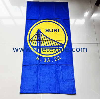 wholesale 100% cotton summer beach towel with logo custom print