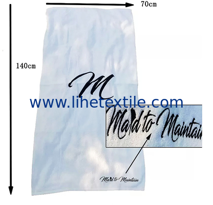 Hot sale 70*140cmwhite cotton bath beach towel with pocket custom embroidery towel with logo