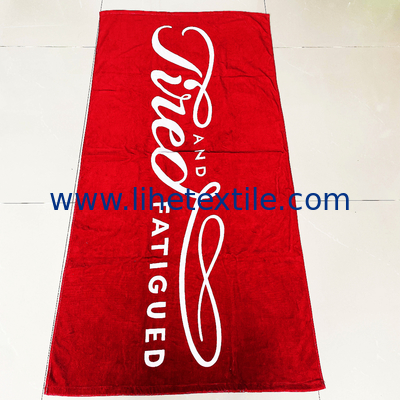 100% cotton reactive printed large logo beach towel