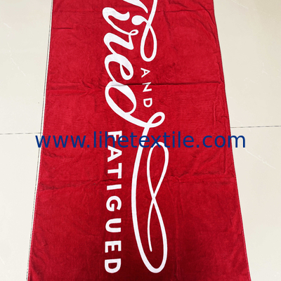 100% cotton reactive printed large logo beach towel