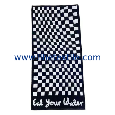 Black and white personilised jacquard recycled 500gsm luxury heavy  beach towel