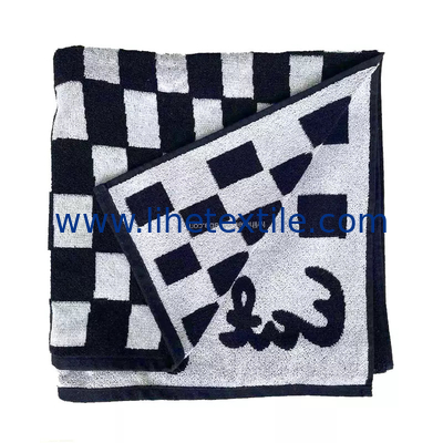 Black and white personilised jacquard recycled 500gsm luxury heavy  beach towel