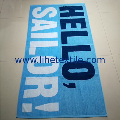 Fashion quality wholesale custom logo 100% cotton jacquard beach towel