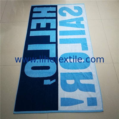 Fashion quality wholesale custom logo 100% cotton jacquard beach towel