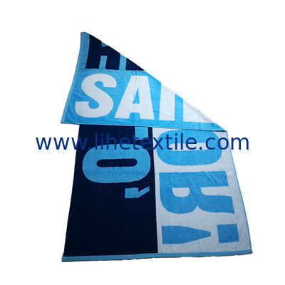 Fashion quality wholesale custom logo 100% cotton jacquard beach towel