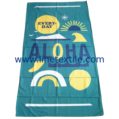 Green microfiber suede double-sided printing beach towel