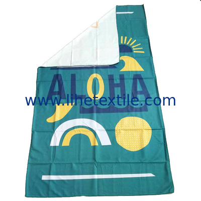 Green microfiber suede double-sided printing beach towel