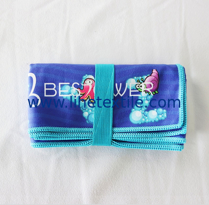 High-quality green microfibe suede double-sided printing beach towel