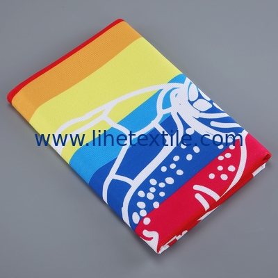 Hot Selling printed microfiber terry stripe beach towel cartoon beach towel