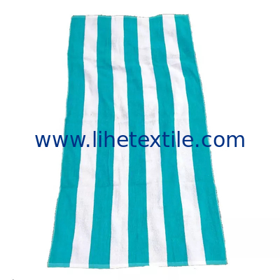 Factory outlet high quality custom Green Stripes jacquard gym towel custom jacquard print beach towel yarn dyed jacquard