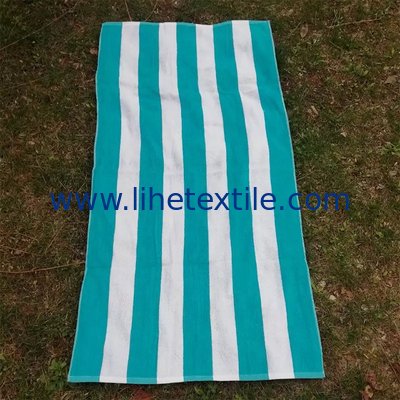 Factory outlet high quality custom Green Stripes jacquard gym towel custom jacquard print beach towel yarn dyed jacquard