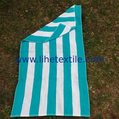 Factory outlet high quality custom Green Stripes jacquard gym towel custom jacquard print beach towel yarn dyed jacquard