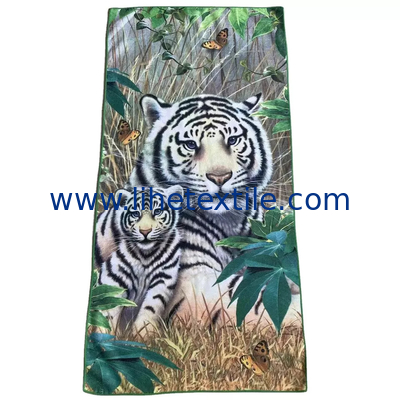 Custom microfiber terry cloth printed teiger  beach towel