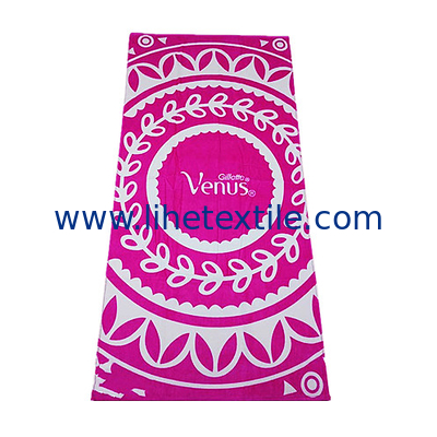 High quality custom printed cotton pink  beach towel with logo