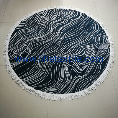 large size 100% Cotton  custom jacquard  round beach towel with fringe