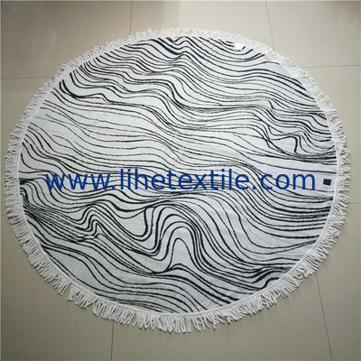 large size 100% Cotton  custom jacquard  round beach towel with fringe