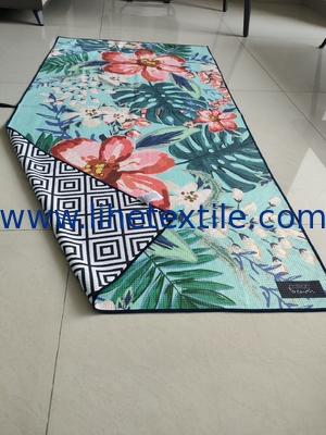 RPET recycled polyester material waffle fabric custom design double side printing beach towel