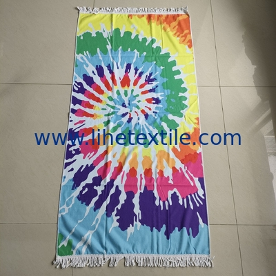 oversized quick dry microfiber sandfree recycled  beach towel with logo custom print tie dye beach towel