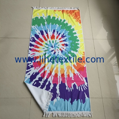 oversized quick dry microfiber sandfree recycled  beach towel with logo custom print tie dye beach towel