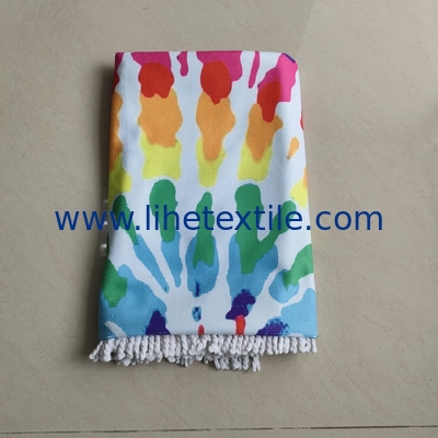 oversized quick dry microfiber sandfree recycled  beach towel with logo custom print tie dye beach towel