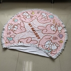 wholesale customized pink microfiber sand free  printed round beach towels with tassels