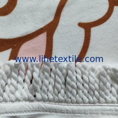wholesale customized pink microfiber sand free  printed round beach towels with tassels