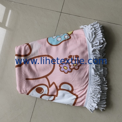 wholesale customized pink microfiber sand free  printed round beach towels with tassels
