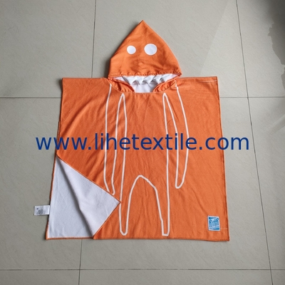 Manufacturer supply microfiber custom  poncho towel kids printing beach  poncho kids  hooded beach towel