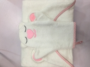 Wholesale organic bamboo hooted baby bath towel large  white embroidery kids cartoon bath towel with hood