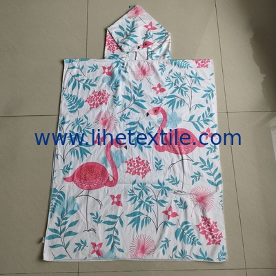 Customized wholesale digital print beach dry changing robes custom logo printing surf hooded poncho towel with pocket