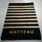100% cotton velour woven jacquard custom logo beach towel