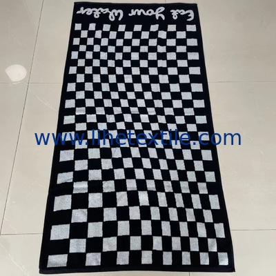 100% Cotton Jacquard Woven Yarn-dyed Checkerboard Bath Towel with logo