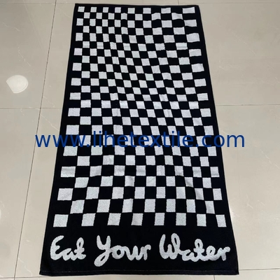 100% Cotton Jacquard Woven Yarn-dyed Checkerboard Bath Towel with logo