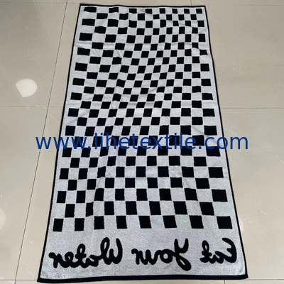 100% Cotton Jacquard Woven Yarn-dyed Checkerboard Bath Towel with logo