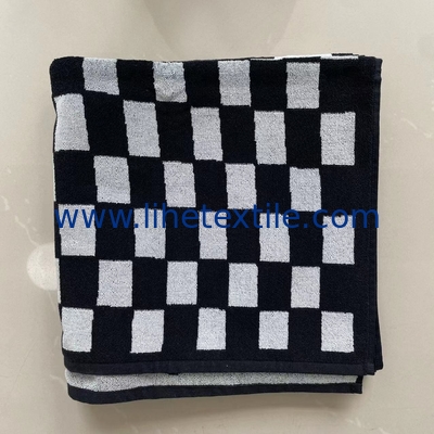 100% Cotton Jacquard Woven Yarn-dyed Checkerboard Bath Towel with logo