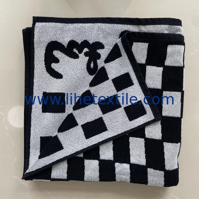 100% Cotton Jacquard Woven Yarn-dyed Checkerboard Bath Towel with logo