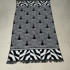 high quality thick complex pattern cotton terry loop jacquard beach towel with tassel