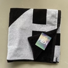 100% cotton thick warm soft terry customized design black white jacquard beach towel