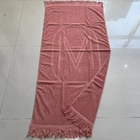 Plain Dyed Custom Pattern Beach Towel With Embossed Logo and Tassel