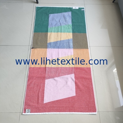 New Arrival Soft Cotton Jacquard Stripe Towel Multi Functional Beach Towel With Logo Summer Rainbow