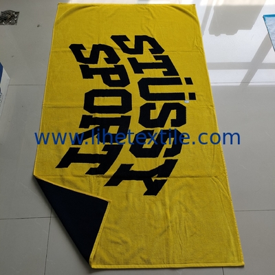 High quality Custom Logo Jacquard towel designs 100% cotton beach towels