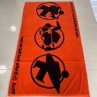 Free sample 100% cotton terry custom yarn dyed black and orange jacquard beach towel