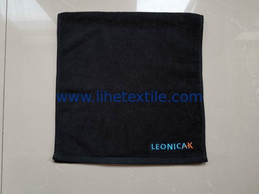 OEM available Eco-friendly black color personalized embroidery logo or packaging design cotton sports towel