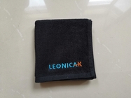 OEM available Eco-friendly black color personalized embroidery logo or packaging design cotton sports towel