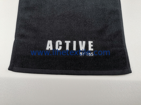 Custom High Quality Salon Gym Hair Turban Embroidery Jacquard LOGO private label black towels 100% cotton