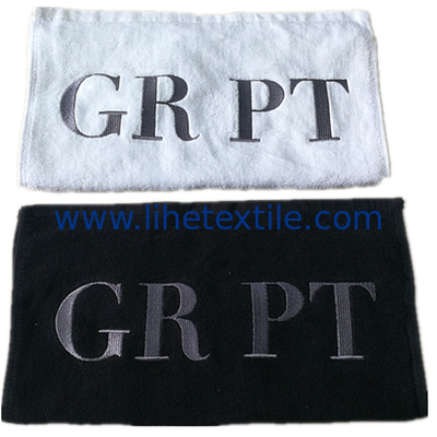 Wholesale 100% cotton face towel black and white custom hand towels with embroidery logo