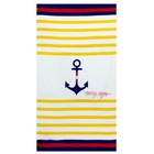 Wholesale 100% cotton yellow and white  striped navy anchor printed beach towel