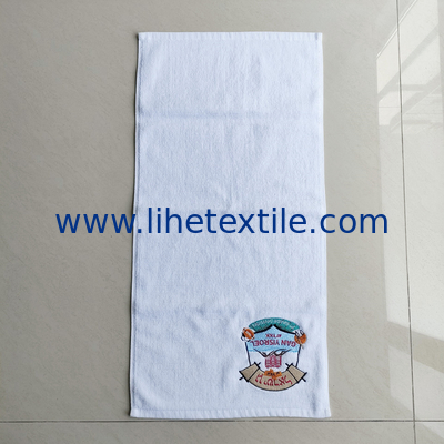 100% Cotton Custom White Gym Sports Fitness Towel with Embroidery Logo