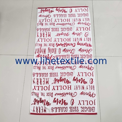 Red custom beach towels 100% thin organic cotton terry checkered word printed woven jacquard beach towels with logo cust
