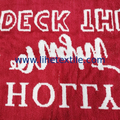 Red custom beach towels 100% thin organic cotton terry checkered word printed woven jacquard beach towels with logo cust